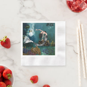 Wonderful steampunk mermaid napkins