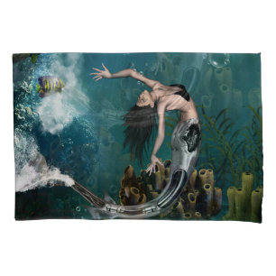 Wonderful steampunk mermaid pillow case