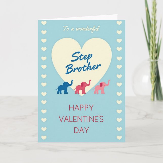Wonderful Step Brother Valentines Card (Front)