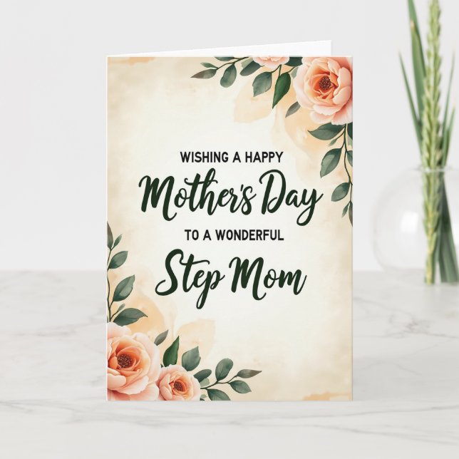 Wonderful Step Moms Day Rose Card (Front)