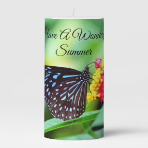 Wonderful Summer Butterfly Pillar Candle