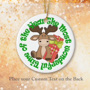 Wonderful Time Cartoon Moose Kids Ceramic Ornament by Westerngirl2 at Zazzle