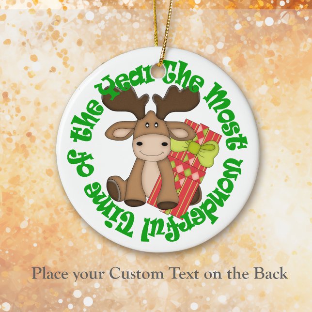 Wonderful Time Cartoon Moose Kids Ceramic Ornament (Creator Uploaded)