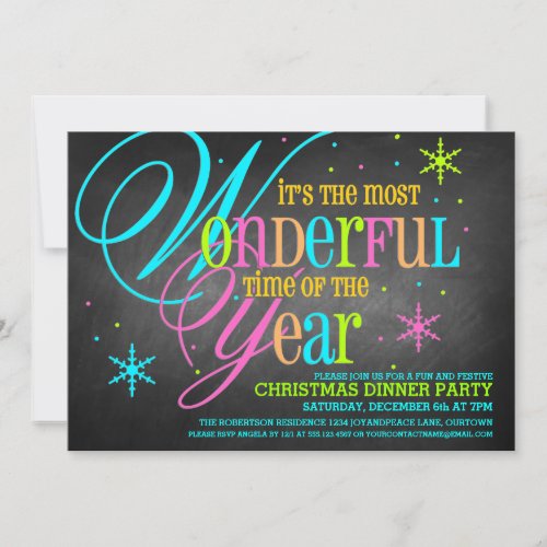 Wonderful Time Christmas Dinner Party Invitation