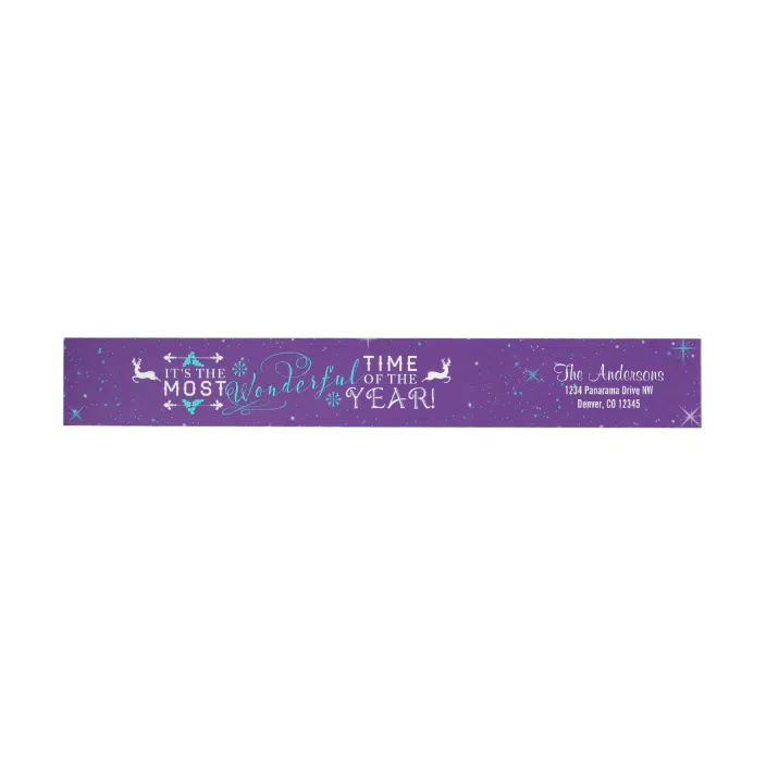 Wonderful Time Christmas Purple Return Address Wrap Around Label |  Zazzle.com