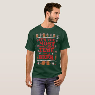Wonderful time for a beer Christmas Holiday funny T-Shirt