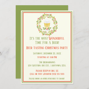 Wonderful Time For A Beer Tasting Christmas Party Invitation