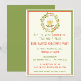 Wonderful Time For A Beer Tasting Christmas Party Invitation