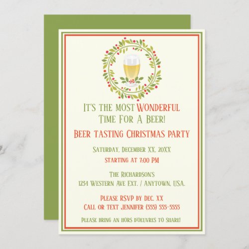 Wonderful Time For A Beer Tasting Christmas Party Invitation