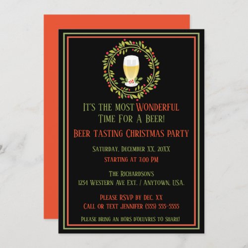 Wonderful Time For A Beer Tasting Christmas Party Invitation