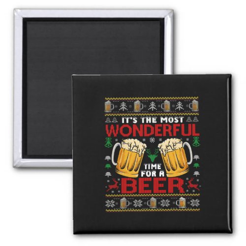Wonderful Time For A Beer Ugly Christmas Sweaters  Magnet