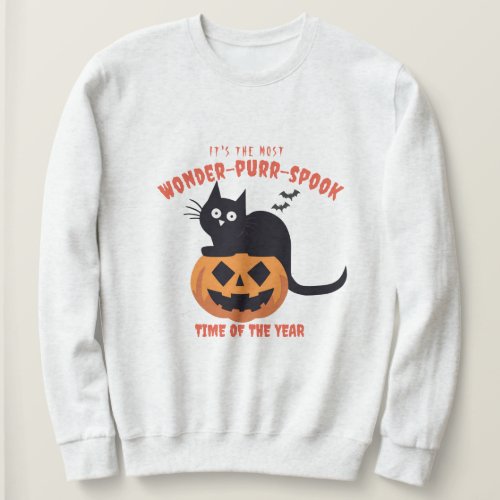Wonderful Time Halloween Pumpkin Spoof Black Cat Sweatshirt