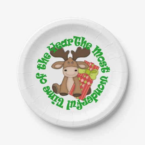 Wonderful Time Moose Holiday Paper Plates