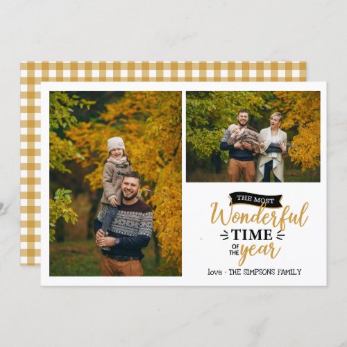 Wonderful time Mustard Holiday 2 photo collage Card