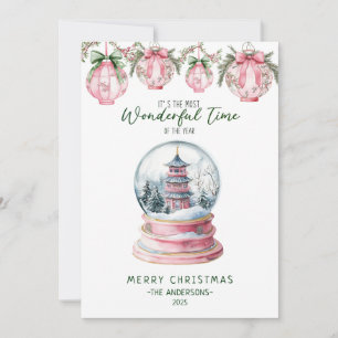 Wonderful Time of Year Asian Snow Globe Christmas Holiday Card