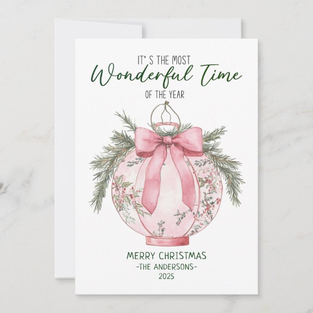 Wonderful Time of Year Christmas Lantern  Holiday Card (Front)