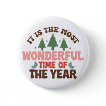 Wonderful Time Retro Groovy Christmas Holidays Button