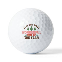 Wonderful Time Retro Groovy Christmas Holidays Golf Balls