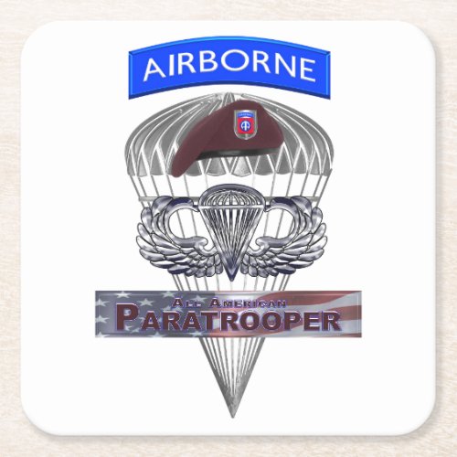Wonderful Tribute 82nd American Paratrooper Square Paper Coaster