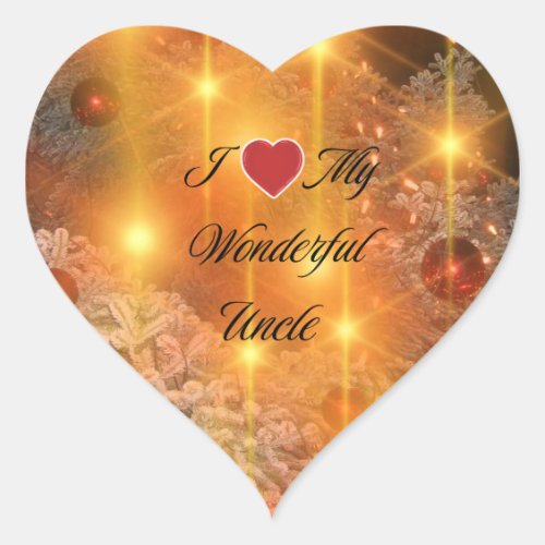 Wonderful Uncle Gold Christmas Heart Sticker