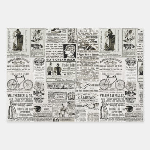 Wonderful Victorian Era Newspaper Advertising Ads  Wrapping Paper Sheets