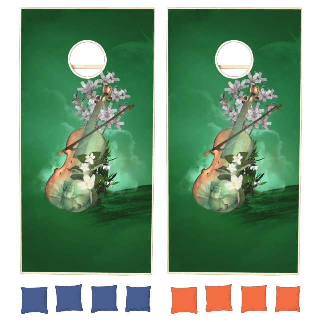 Wonderful violin with flowers cornhole set (Set)