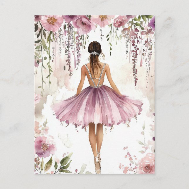 Wonderful watercolor ballerina in Tutu Postcard (Front)