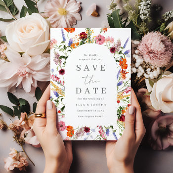 Wonderful Watercolor Wildflowers Wedding Save The Date by Nicheandnest at Zazzle
