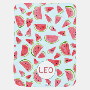 Wonderful watermelons for a cozy baby monogram blanket