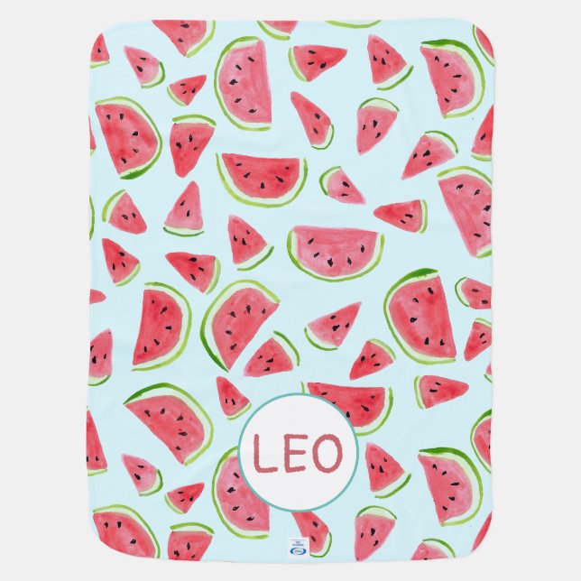 Wonderful watermelons for a cozy baby monogram blanket (Back)