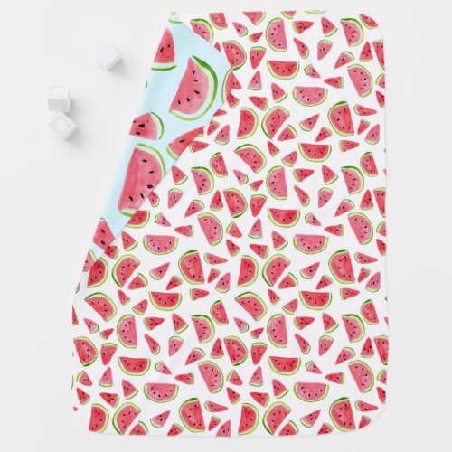 Wonderful watermelons for a cozy baby _watercolor baby blanket