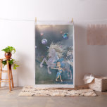 Wonderful white unicorn with little fairy fabric