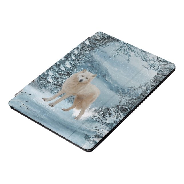 Wonderful white wolf iPad pro cover (Side)