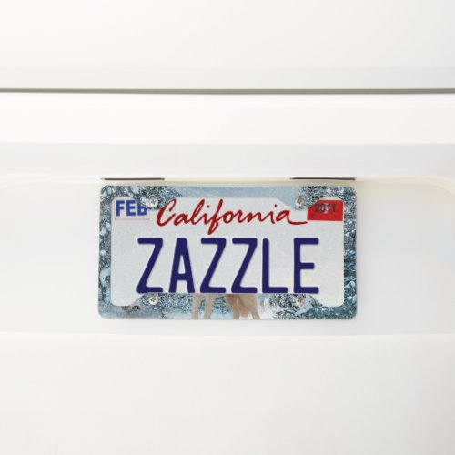 Wonderful white wolf license plate frame