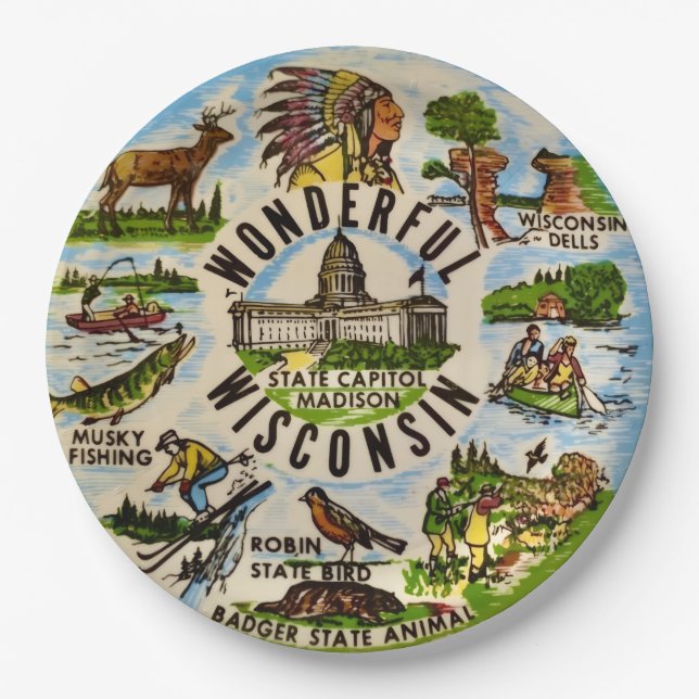 Wonderful Wisconsin Party Plates (Front)