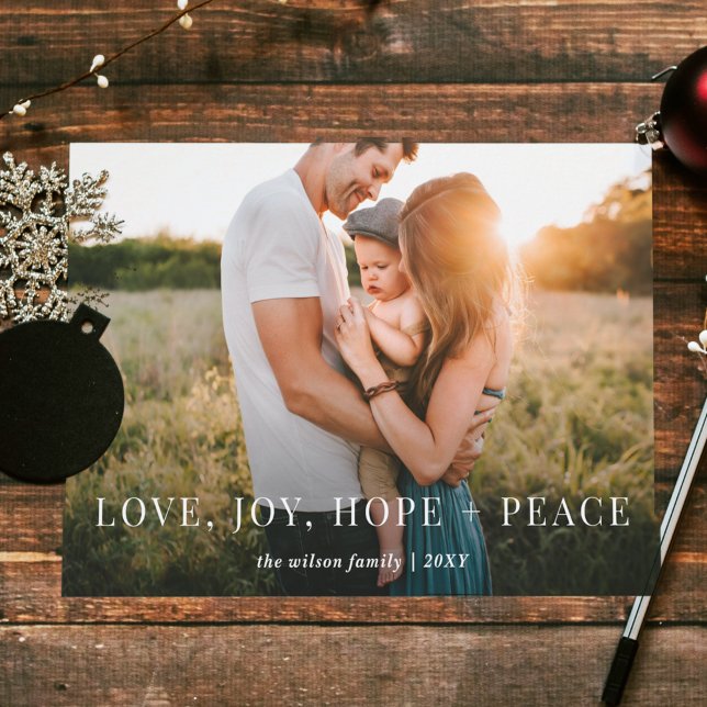 Wonderful Wishes Modern Full Photo   Holiday Card (Creator Uploaded)