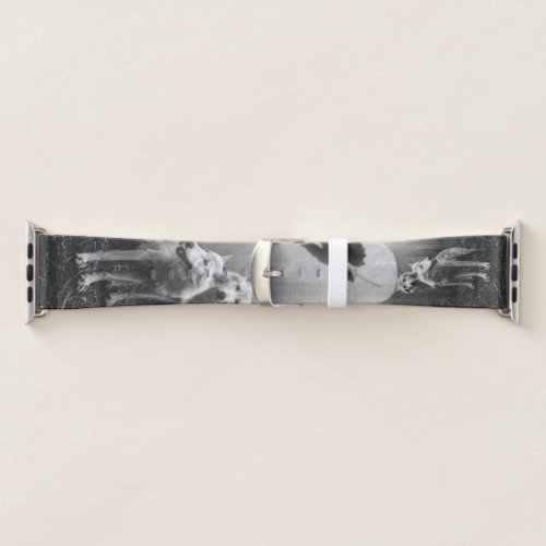Wonderful Wolves Black and White Leaf Us Alone  Apple Watch Band