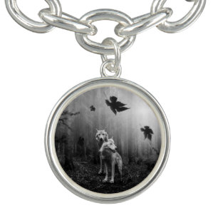 Wonderful Wolves Black and White Leaf Us Alone Bracelet