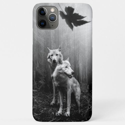 Wonderful Wolves Black and White Leaf Us Alone  iPhone 11 Pro Max Case