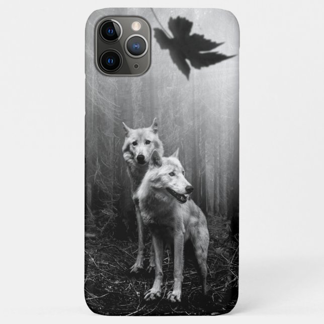Wonderful Wolves Black and White Leaf Us Alone  Case-Mate iPhone Case (Back)