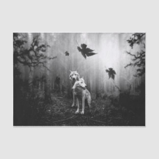 Wonderful Wolves Black and White Leaf Us Alone  Tissue Paper