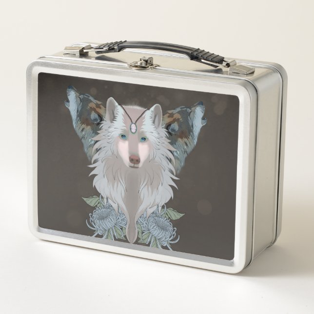 Wonderful wolves metal lunch box (Front)