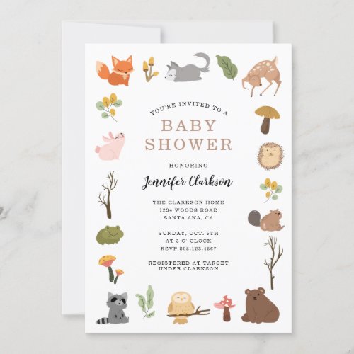 Wonderful Woodland Baby Shower Invitation