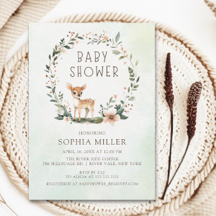 Wonderful Woodland Deer Baby Shower Invitation