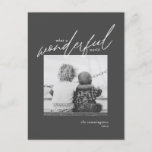 Wonderful World Simple Photo Christmas Black Holiday Postcard<br><div class="desc">Focus on the positive by reminding your friends and family that we live in a “Wonderful world.” These modern,  simple,  and stylish 4.25" x 5.6"  holiday photo postcards feature modern typography in white on black with a spot for your favorite photo.</div>