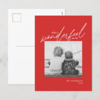 Wonderful World Simple Photo Christmas Red Holiday