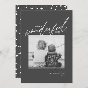 Wonderful World Simple Photo New Year Black Holida Holiday Card