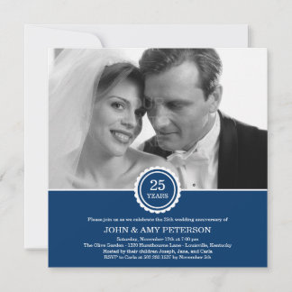 Wonderful Years Anniversary Invitation (Navy)