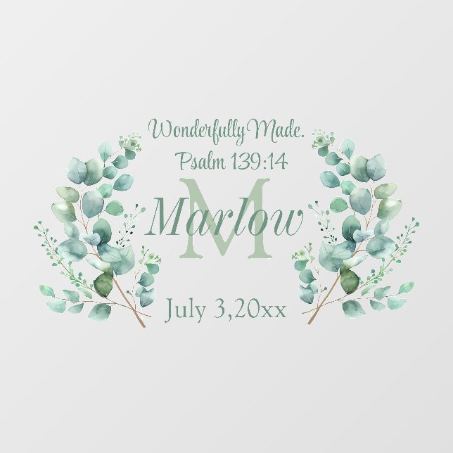Wonderfully Made Name Decal – Gender Neutral (Front)
