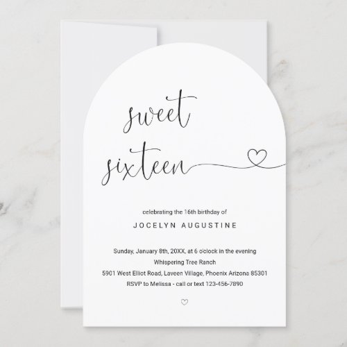 Wonderfully Simple Sweet Sixteen Birthday Party Invitation